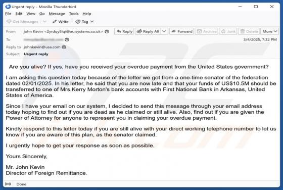 Oplichting via e-mail Overdue Payment