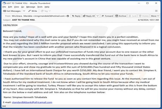 Oplichting via e-mail Fund Transaction