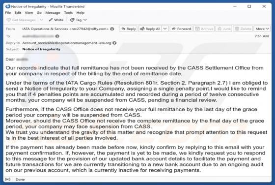 Oplichting via e-mail International Air Transport Association (IATA)