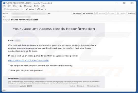 Your Account Access Needs Reconfirmation Email Zwendel