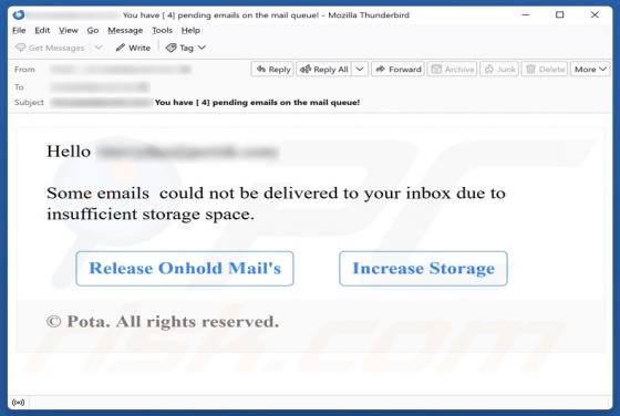 Insufficient Storage Space Email oplichting
