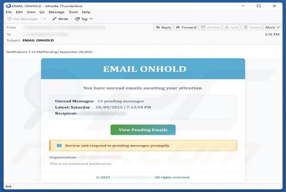Email On Hold oplichting