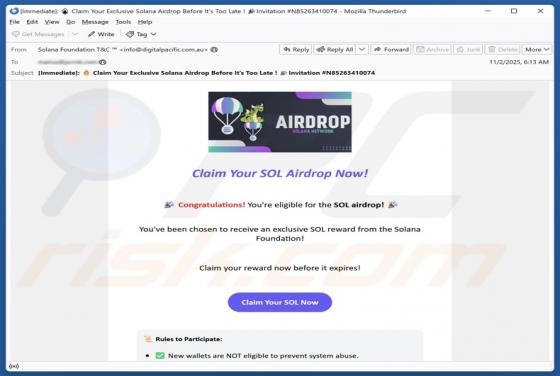 Solana Airdrop Email Oplichting