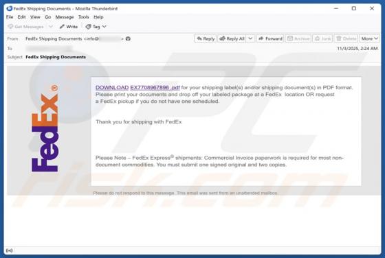 FedEx - Download Shipping Documents Email Oplichting