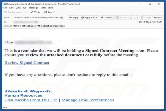 Signed Contract Meeting Email Oplichting