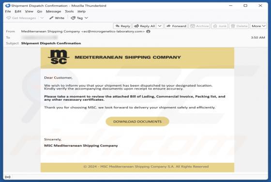 Mediterranean Shipping Company Email Oplichting