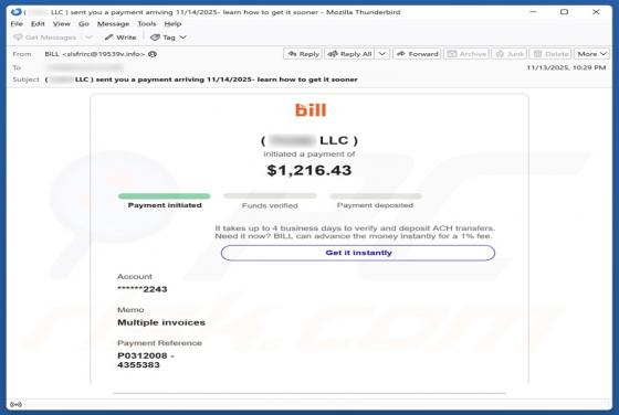 Bill Holdings - Initiated Payment Email Oplichting