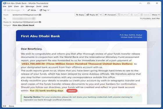First Abu Dhabi Bank - Funds Transfer Documents Email Oplichting