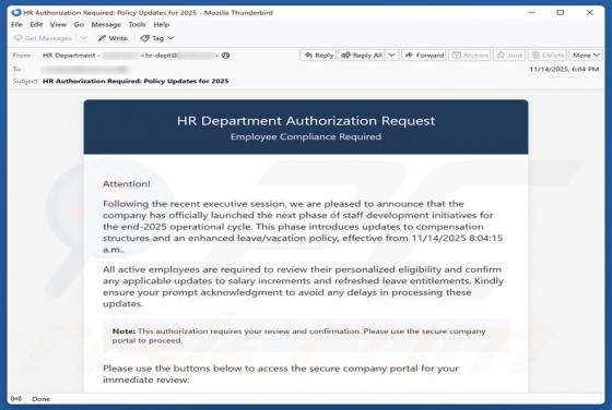 HR Department Authorization Request Email Oplichting
