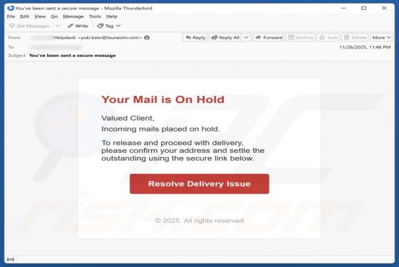 Your Mail Is On Hold Oplichting