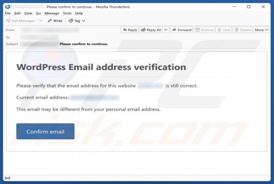 WordPress Email Address Verification Oplichting