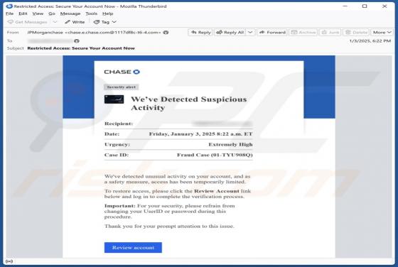 Chase - Suspicious Activity Email Oplichting