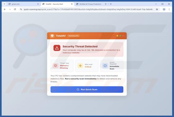 "TotalAV - Security Threat Detected" POP-UP Oplichting