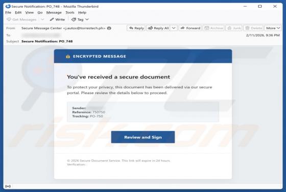 Oplichting per e-mail "You\'ve Received A Secure Document"