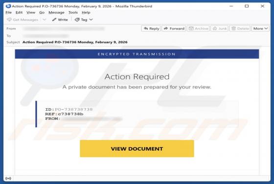 Oplichting per e-mail "Private Document Has Been Prepared"