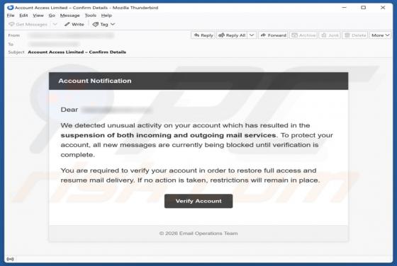 Oplichting per e-mail "Unusual Activity On Your Account"
