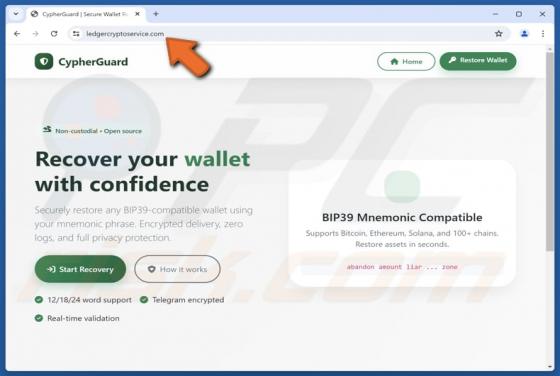 Oplichting met een nep-CypherGuard Cryptowallet Recovery Tool