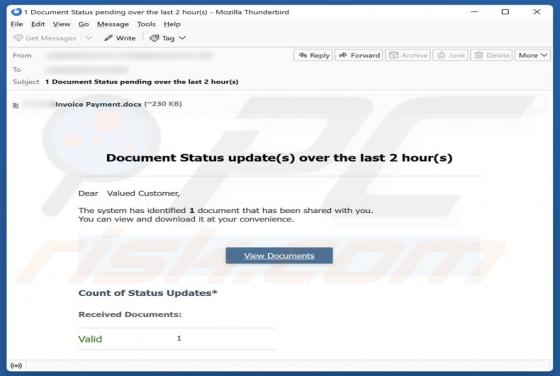 Document Status Update e-mailfraude