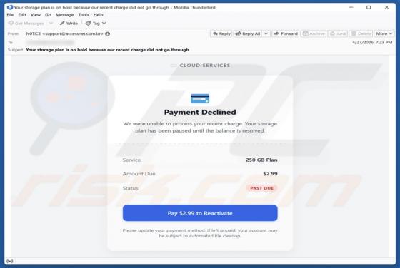 Cloud Services - Payment Declined e-mailfraude