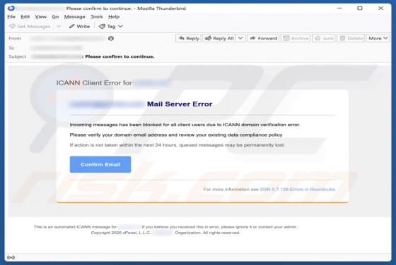 ICANN Client Error e-mailfraude