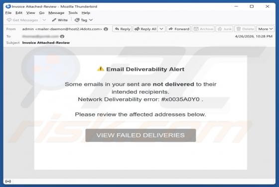 Email Deliverability Alert fraude