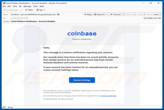 Coinbase - Disablement Of Inactive Accounts e-mailfraude