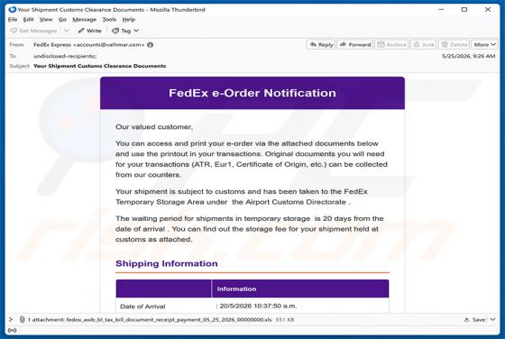 FedEx e-Order Notification e-mailvirus