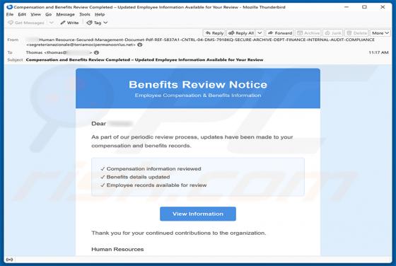Benefits Review Notice e-mailfraude