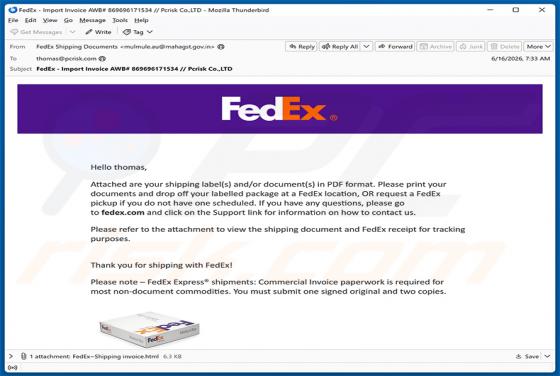 FedEx Shipping Labels/Documents In PDF Format e-mailfraude