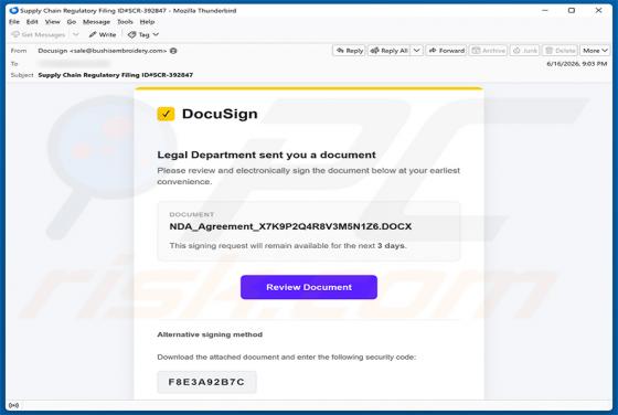 DocuSign - Legal Department Document e-mailvirus