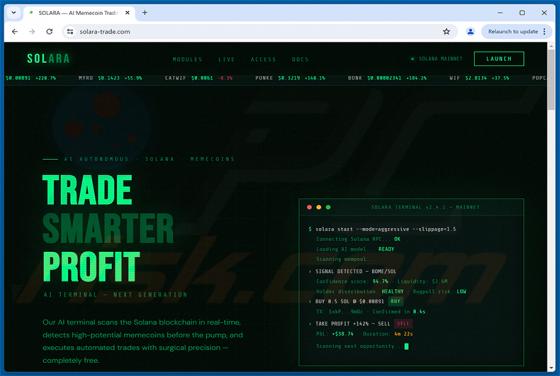 SOLARA — AI Memecoin Trading Terminal On Solana fraude