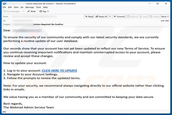 Routine Update Of User Database e-mailfraude