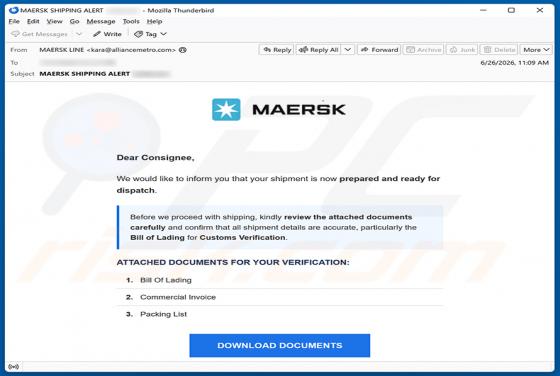 MAERSK Shipment Ready For Dispatch e-mailfraude