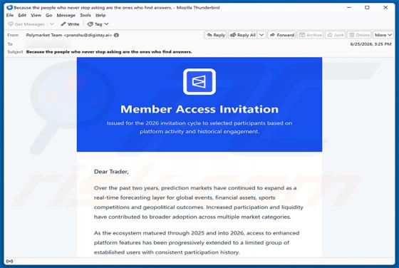 Polymarket Member Access Invitation e-mailfraude