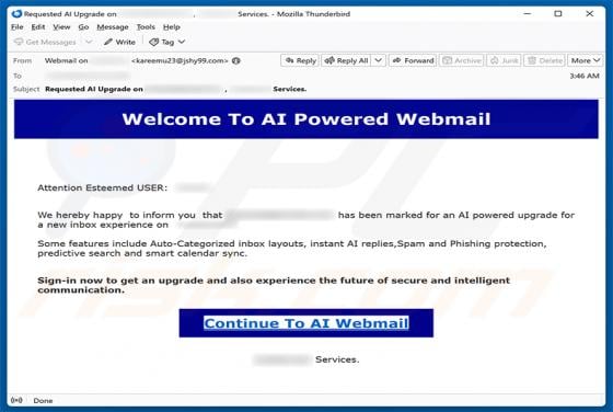 AI Powered Webmail fraude