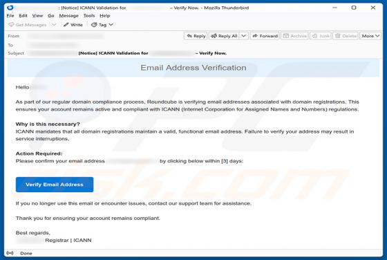Roundcube Domain Registration Email Verification fraude