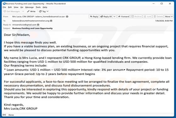 Business Funding Opportunities e-mailfraude