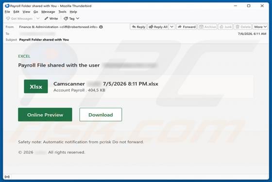 Payroll File Shared e-mailfraude