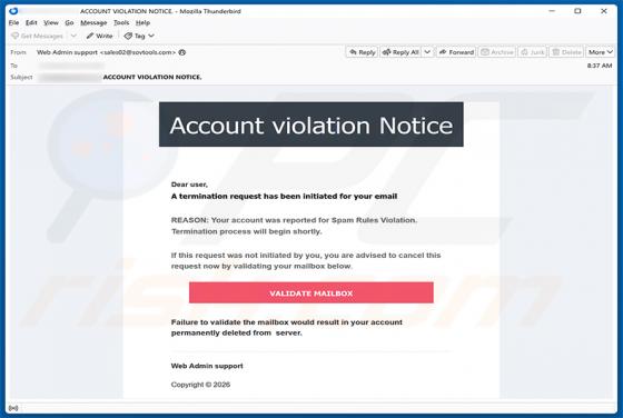 Account Violation Notice e-mailfraude