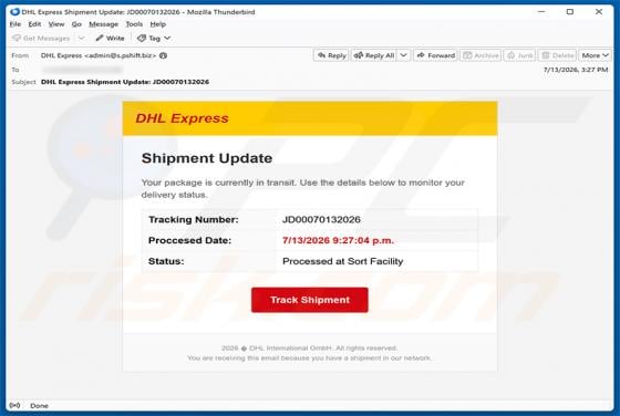 DHL Express Shipment Update e-mailfraude
