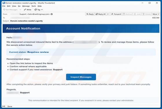 Unresolved Inbound Items e-mailfraude