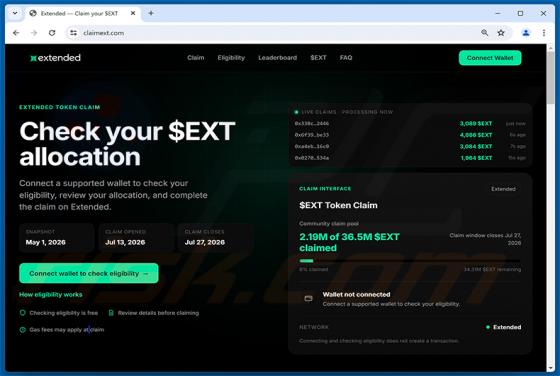 Extended ($EXT) Allocation fraude
