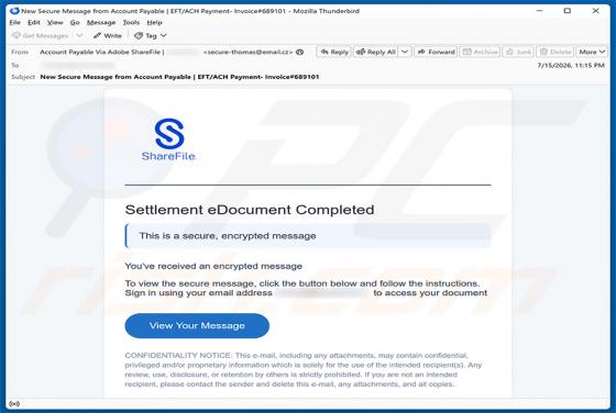Settlement eDocument Completed e-mailvirus
