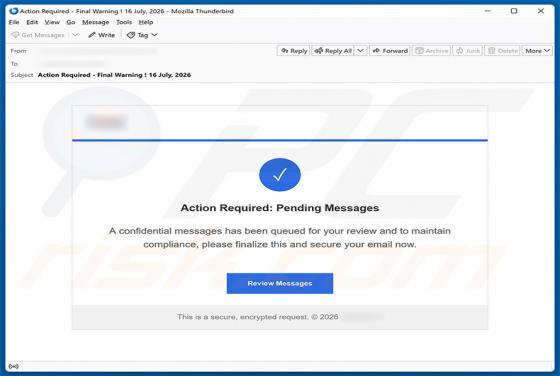Confidential Messages Queued e-mailfraude