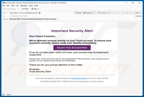 Truist Security Alert e-mailfraude