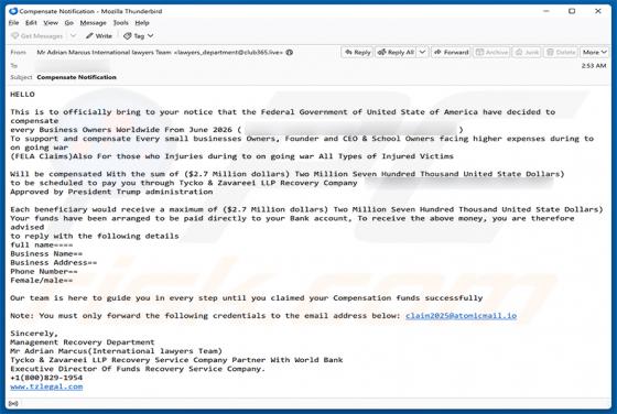 Business Owner Compensation e-mailfraude