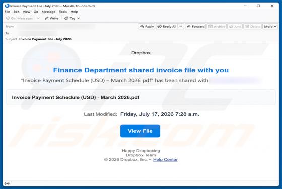 Finance Department Invoice e-mailfraude