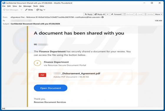 Finance Department Secure Document e-mailvirus