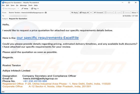 Price Quotation Request e-mailfraude