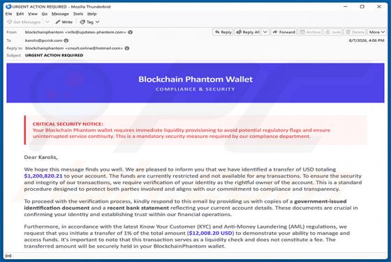 Phantom Wallet Identity Confirmation e-mailfraude